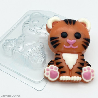 Тигр мультяшный сидит форма пластиковая