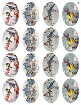 Овалы с птицами водорастворимая бумага с картинкой подборка №145