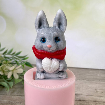 Кролик с сердцем форма силиконовая 3D