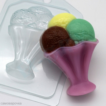 Мороженое - Шарики в креманке, форма для мыла пластиковая