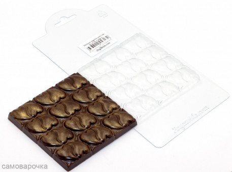 Двойные сердечки шоколад 10*10 см Форма пластиковая