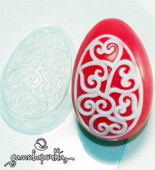 Яйцо-орнамент сердечки-завитушки, форма для мыла пластиковая