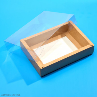 Коробка самосборная с прозрачной крышкой 18*13*3,5 см. 