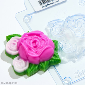 Роза с бутонами форма пластиковая 
