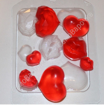 Сердечки поцелуйчики форма пластиковая